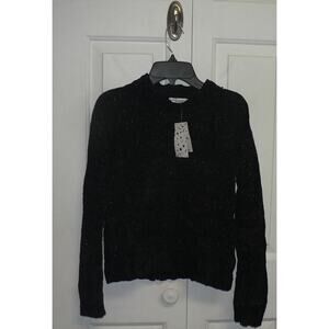 Harper Canyon Girls Long Sleeve Metallic Shine Fuzzy Knit Sweater Black Medium